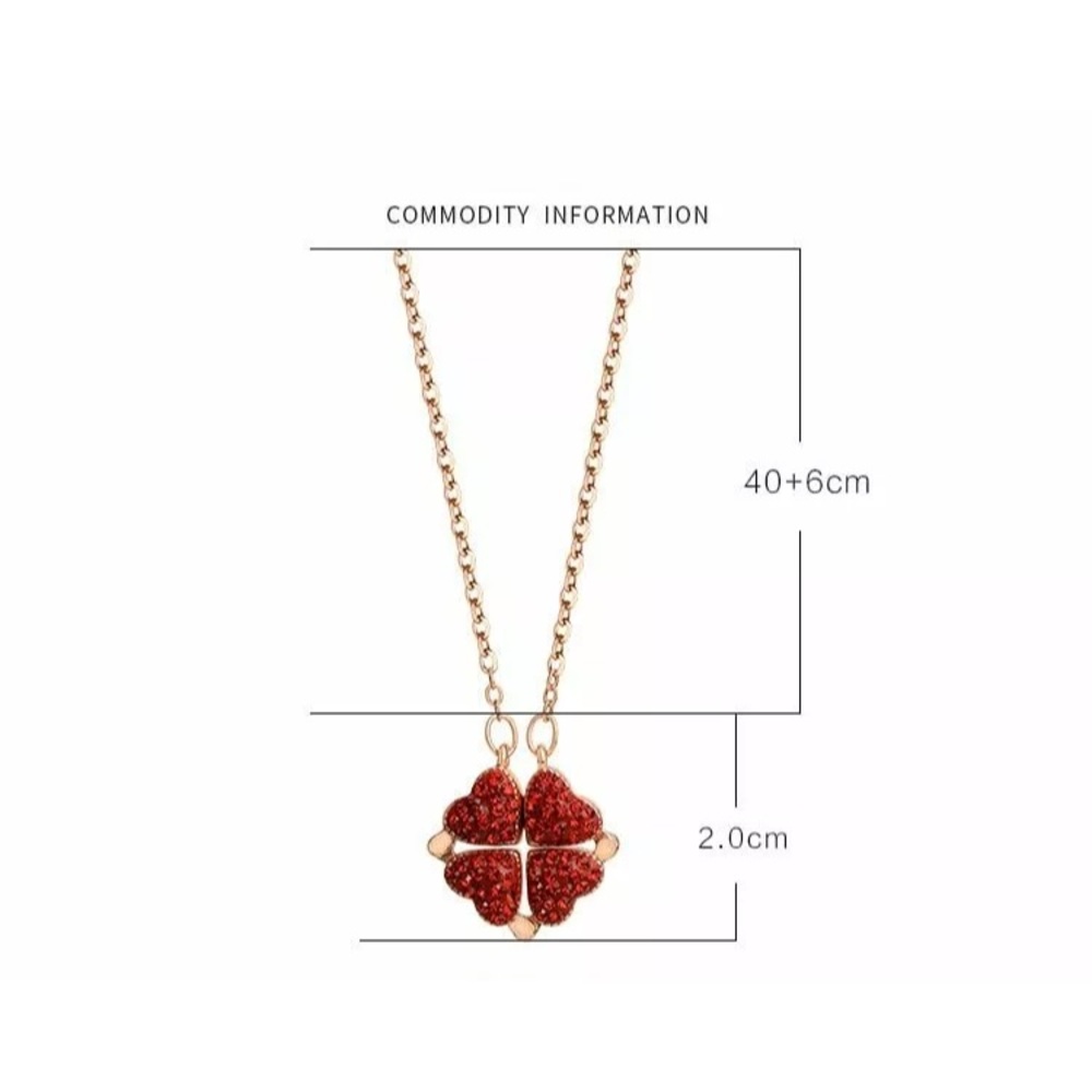 Lucky Love Heart Folding Necklace, rhinestone 🩸❣️ - Picture 2 of 6